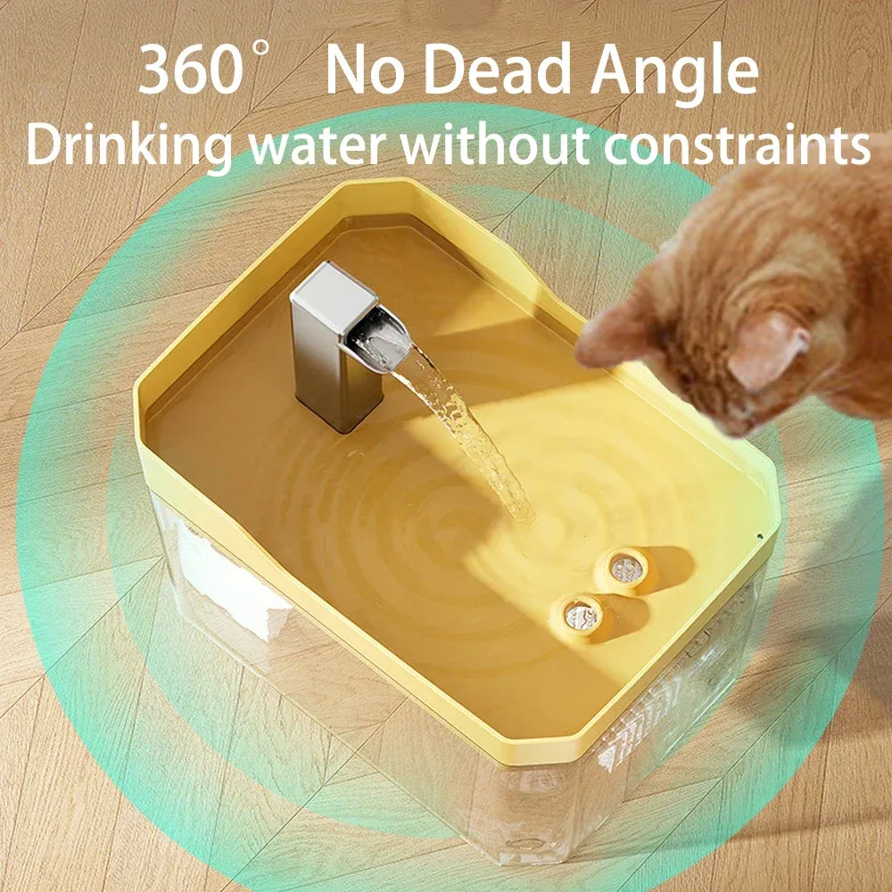 Fontaine à eau pour chat avec filtre automatique, pompe USB et réservoir transparent à recirculation 5