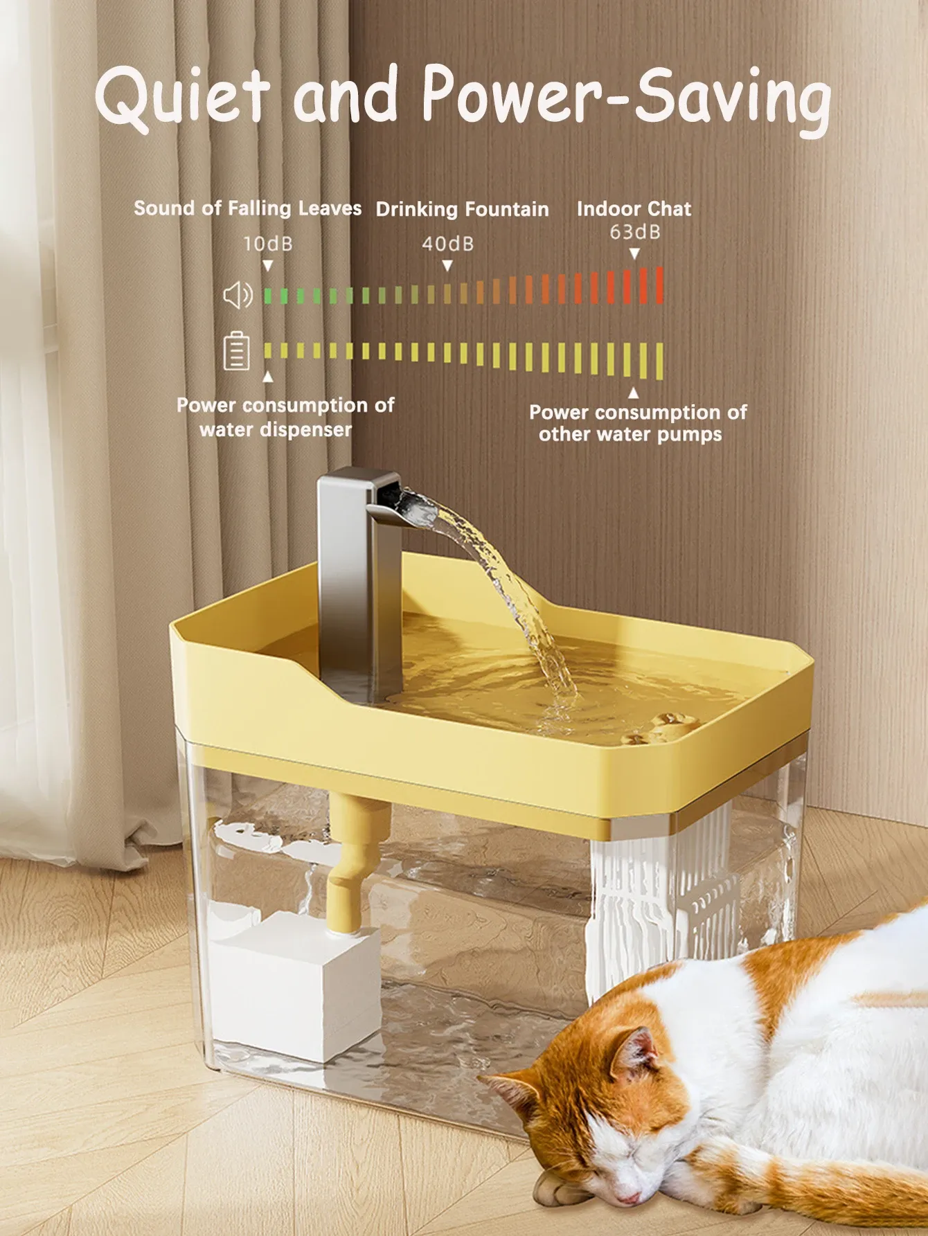 Fontaine à eau pour chat, finitions soignées