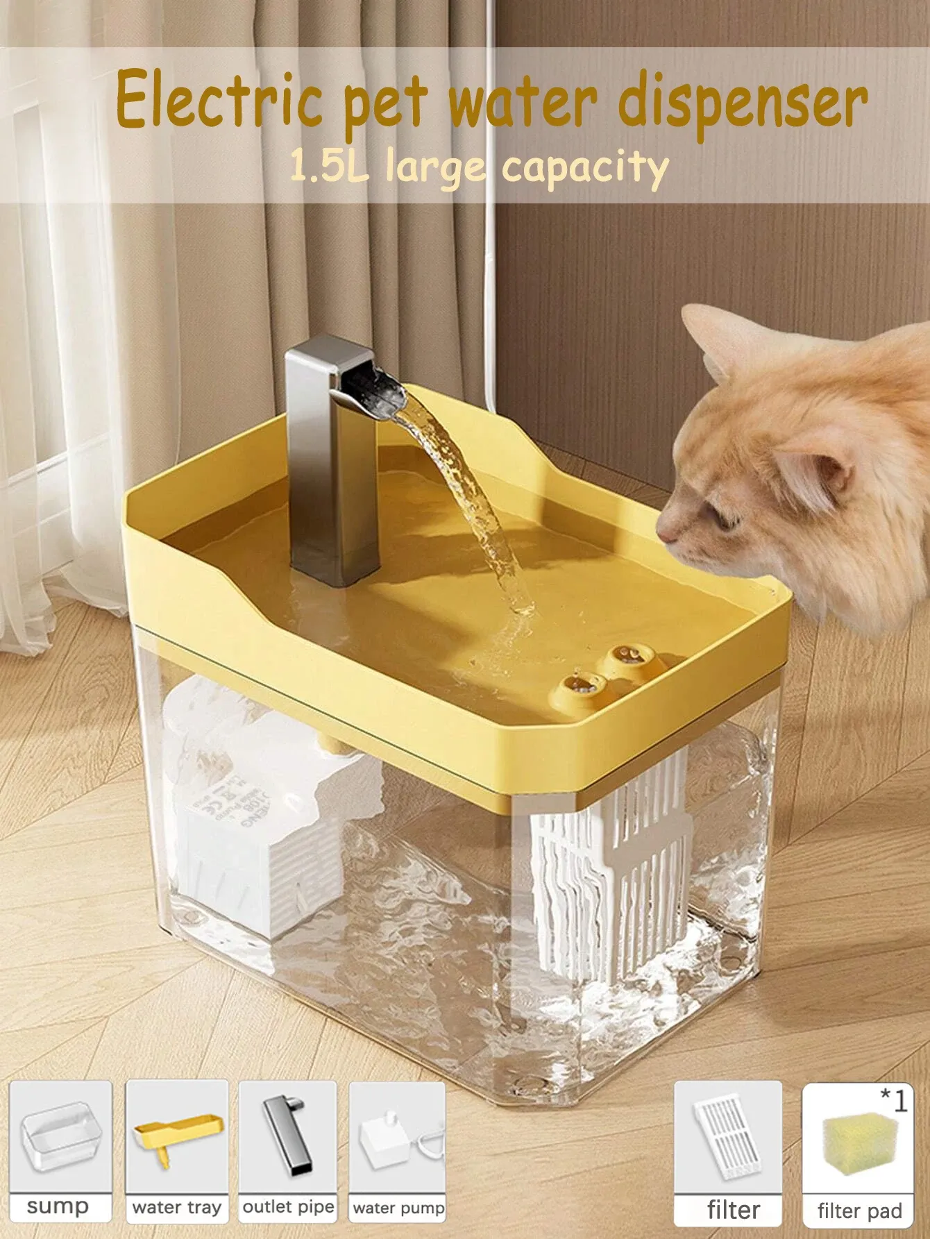 Fontaine à eau automatique pour chat, vue d'ensemble