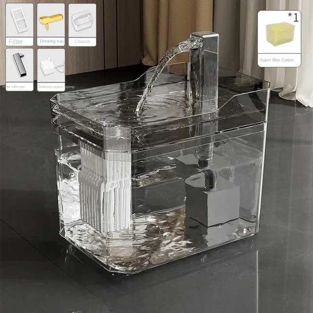 Fontaine à eau pour chat avec filtre automatique, pompe USB et réservoir transparent à recirculation 8