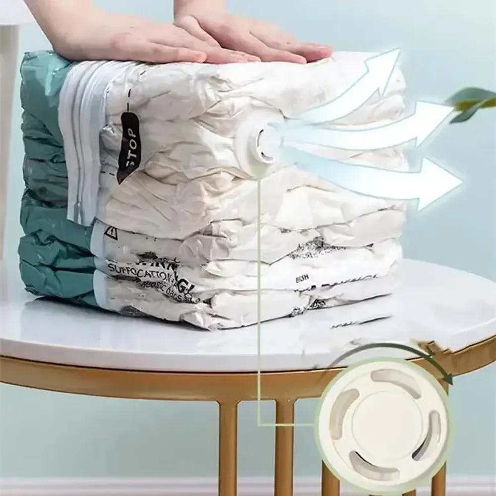 Grands sacs de rangement sous vide réutilisables pour vêtements et couvertures, sans pompe, idéaux pour le voyage 2