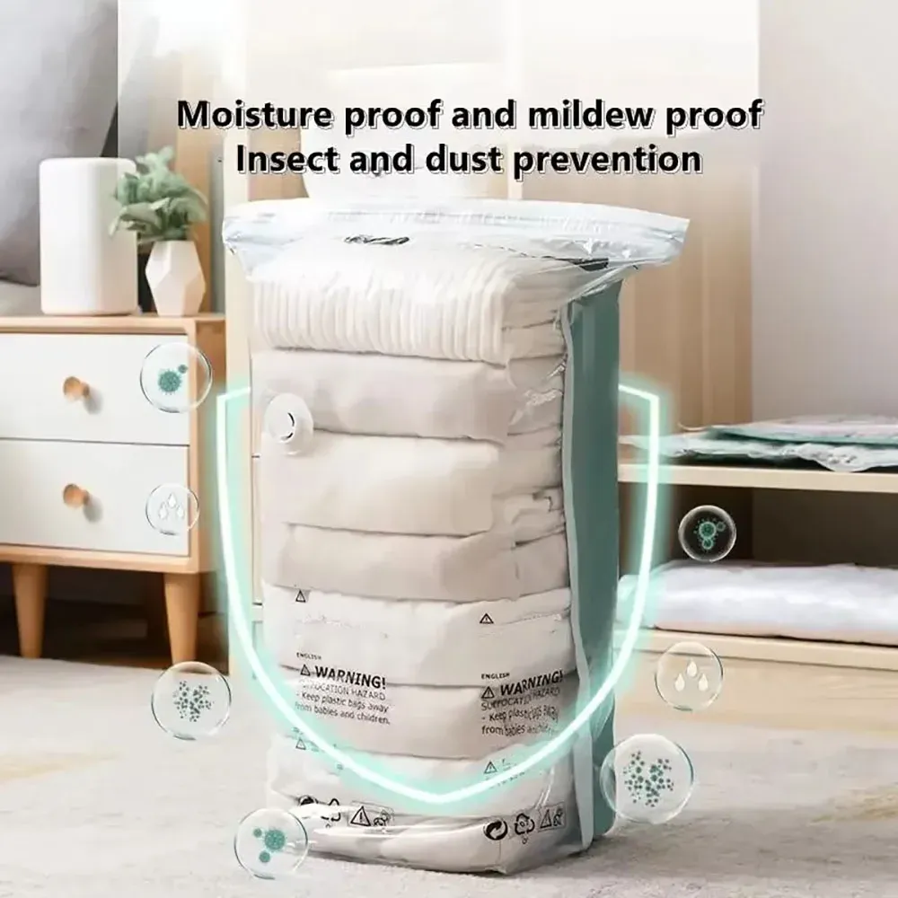 Grands sacs de rangement sous vide réutilisables pour vêtements et couvertures, sans pompe, idéaux pour le voyage 4