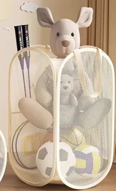 Panier de rangement pliable en maille pour jouets, grand panier à linge respirant avec poignées, style vertical et horizontal pour enfants 6