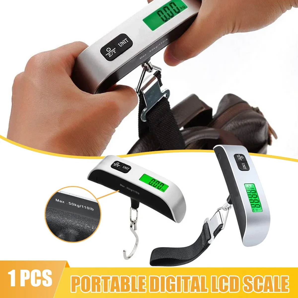 Balance électronique portable avec écran LCD numérique, 50 kg / 110 lb