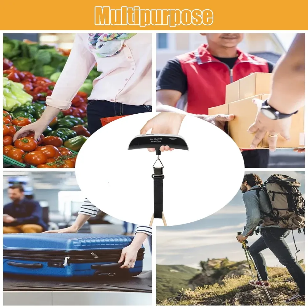Balance électronique portable avec écran LCD numérique, 50 kg / 110 lb 2