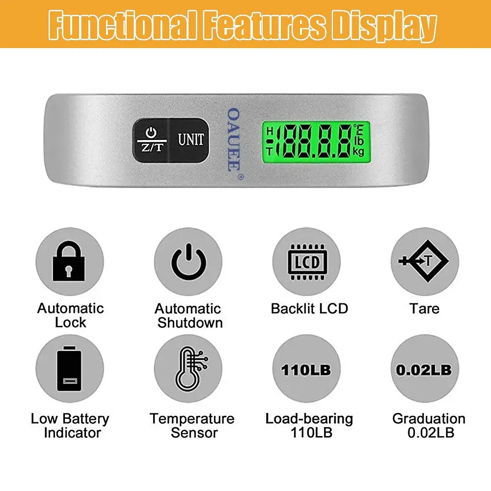 Balance électronique portable avec écran LCD numérique, 50 kg / 110 lb 3