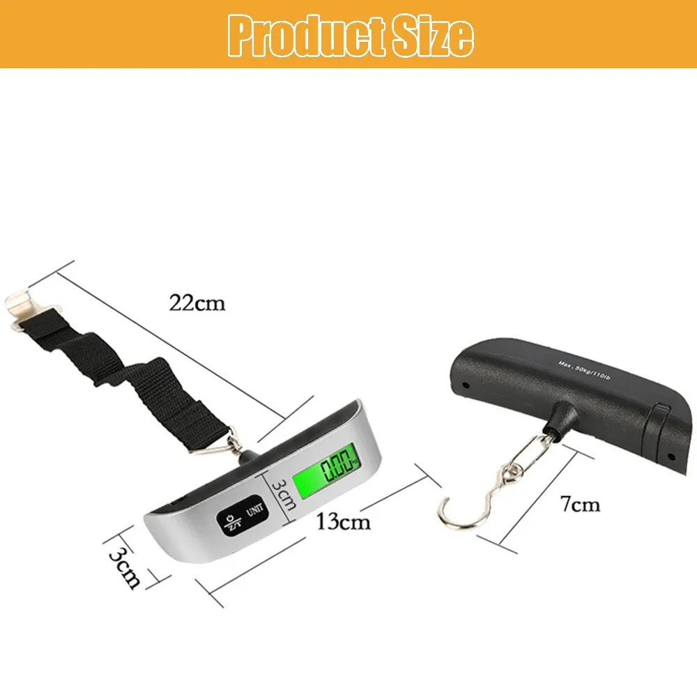Balance électronique portable avec écran LCD numérique, 50 kg / 110 lb 6