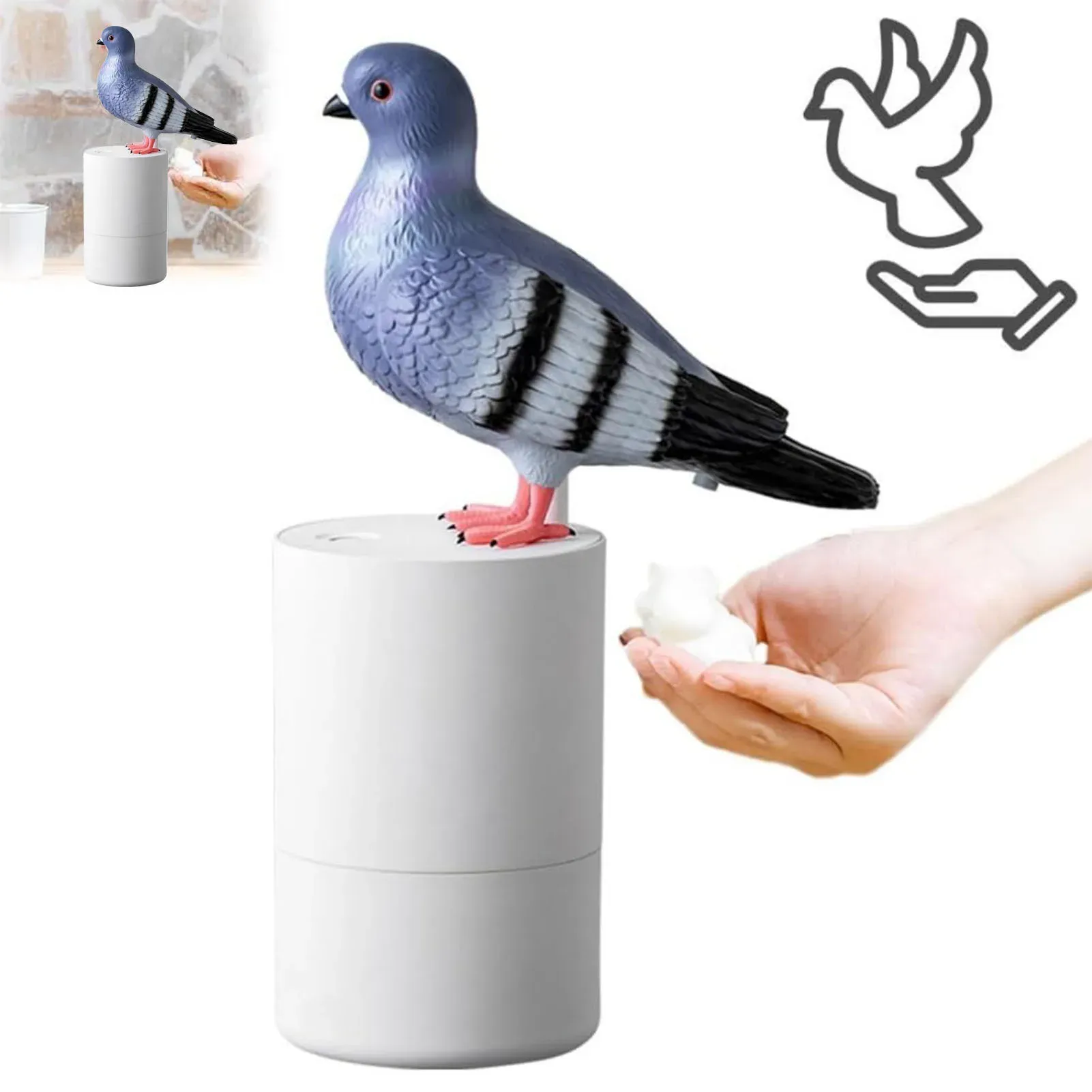 Distributeur automatique de savon moussant sans contact à induction en forme d'oiseau bleu, rechargeable, en ABS, pour cuisine et salle de bains - Image 1