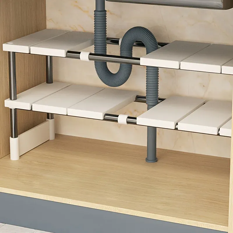 Étagère de rangement extensible et réglable pour sous-évier, support multicouche pour casseroles, cuisine et salle de bain 1