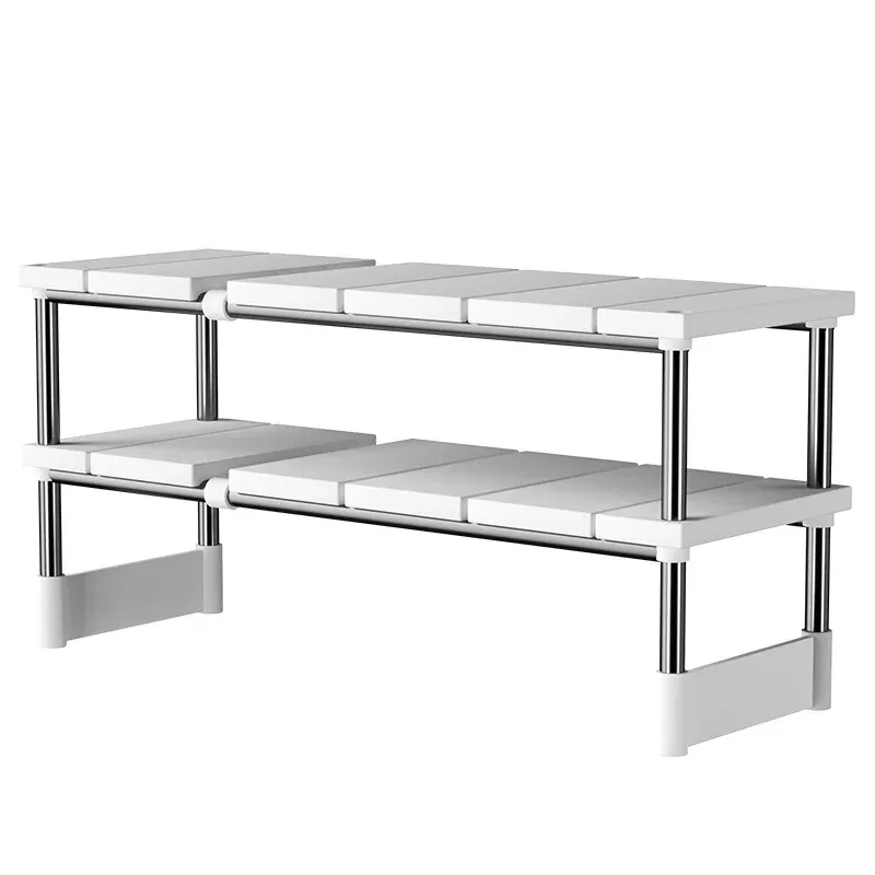 Étagère de rangement extensible et réglable pour sous-évier, support multicouche pour casseroles, cuisine et salle de bain 8