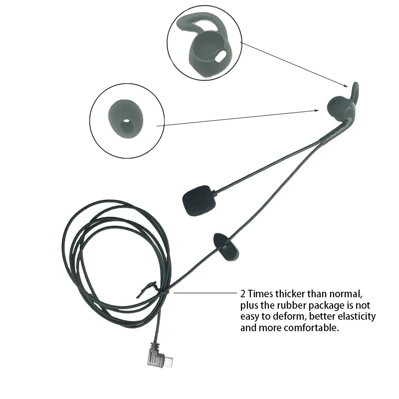 Casque d'arbitre intra-auriculaire à interface Type-C, compatible avec les casques moto EJEAS V6 Pro+ et V4 Plus 3