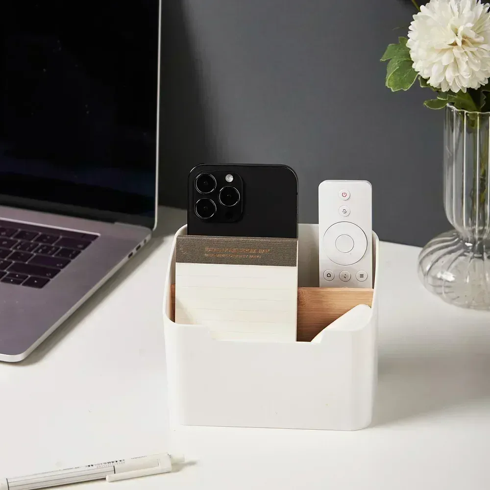 Organisateur de télécommande TV, support de table, boîte de rangement polyvalente pour bureau, organisateur de chambre et de salon 3
