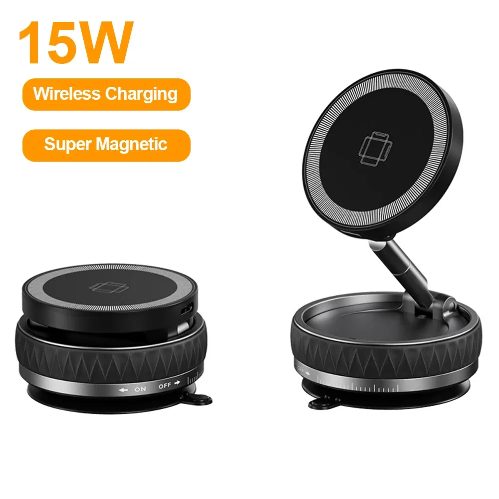Support de téléphone de voiture sans fil 15W avec éclairage RGB coloré, fixation à ventouse, chargeur rotatif à 360° et pliable 10