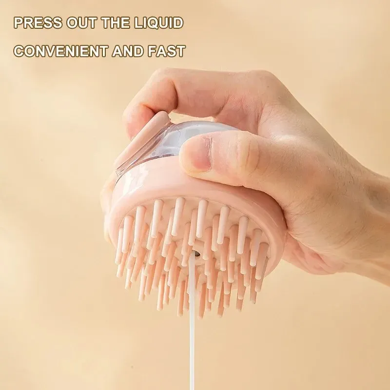 Brosse de bain en silicone souple pour animaux de compagnie avec distributeur de shampoing, massage doux pour le toilettage des poils, 1 pièce 4