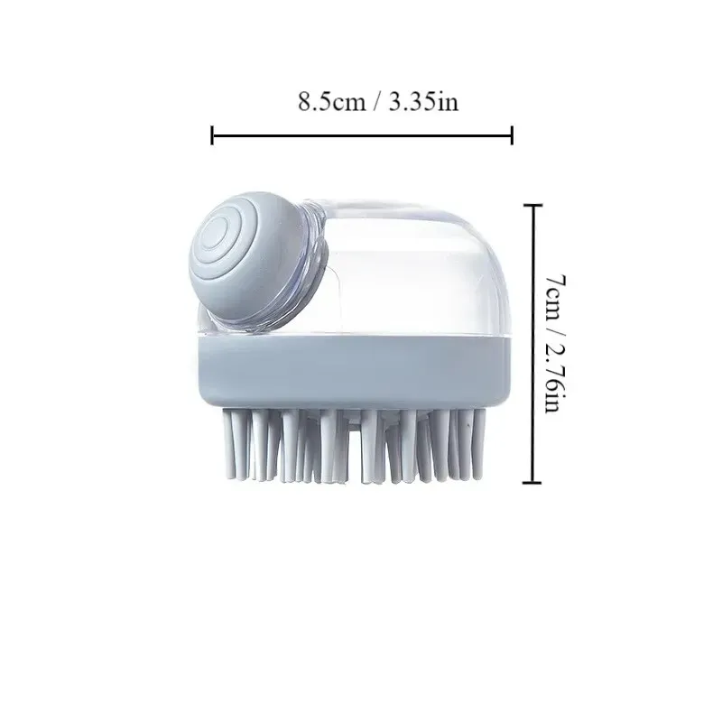 Brosse de bain en silicone souple pour animaux de compagnie avec distributeur de shampoing, massage doux pour le toilettage des poils, 1 pièce 8