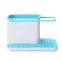 Étagère de rangement pour évier de cuisine avec porte-éponge et supports d'ustensiles 9