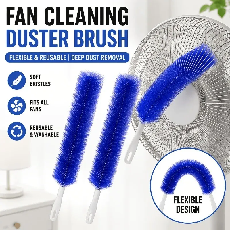 Lot de 2 brosses de nettoyage flexibles en microfibre pour ventilateurs, brosses multifonctions à poussière adaptées aux ventilateurs électriques, aux stores et aux interstices des meubles