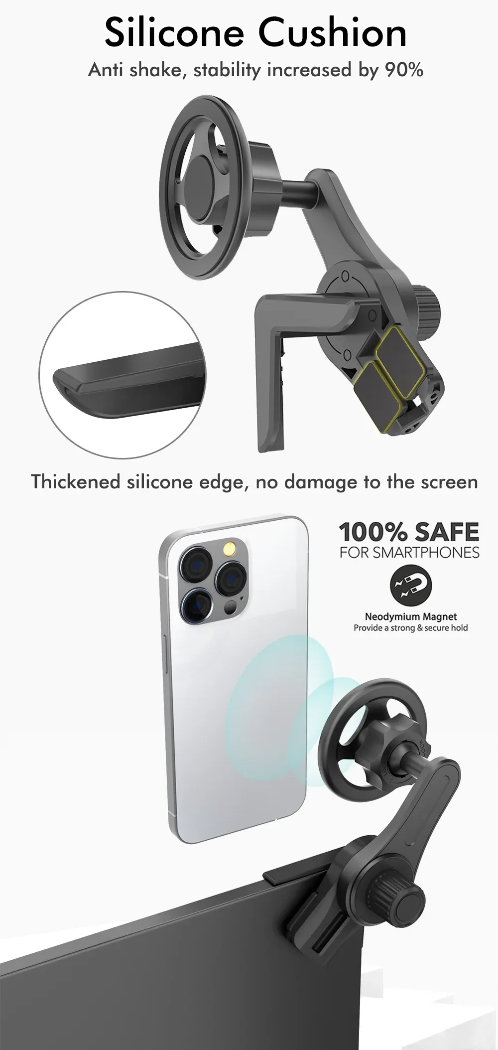 Support téléphone auto avec rotation à 360 degrés