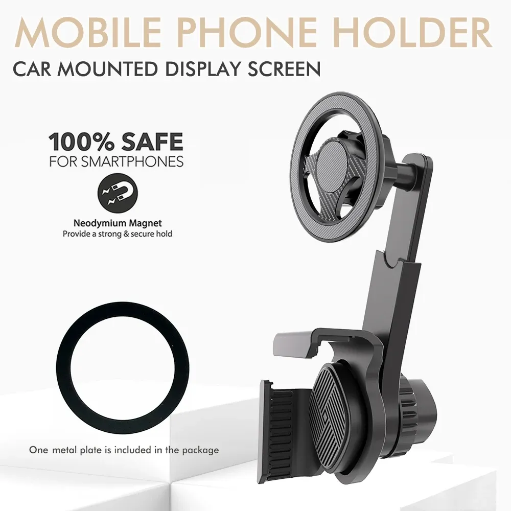 Support magnétique pour téléphone portable à fixer sur écran de voiture, rotation libre à 360°, pliable, compatible voiture et véhicule électrique 8