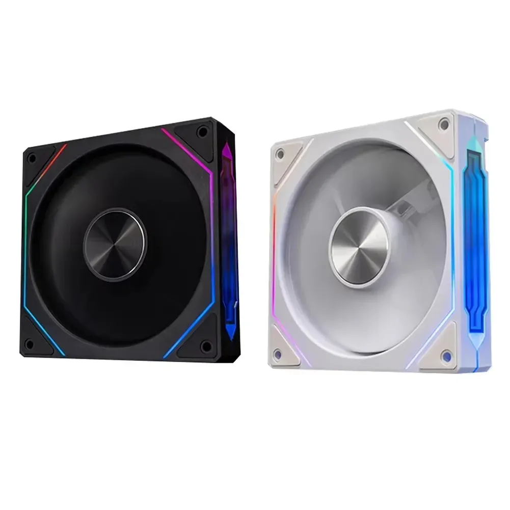 LDPCSJ Ventilateur de boîtier PC ARGB 120 mm à prisme 4RS avec design miroir infini, synchronisation carte mère, PWM 4 broches, ventilateur de refroidissement CPU 4
