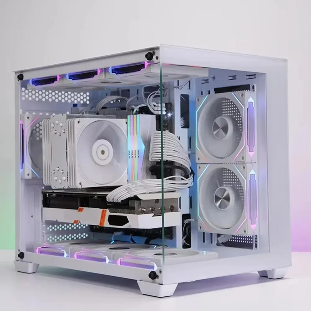 LDPCSJ Ventilateur de boîtier PC ARGB 120 mm à prisme 4RS avec design miroir infini, synchronisation carte mère, PWM 4 broches, ventilateur de refroidissement CPU 6