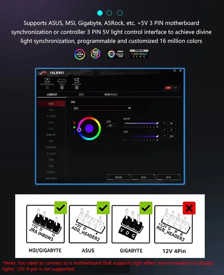 Ventilateur ARGB vu sous différents angles