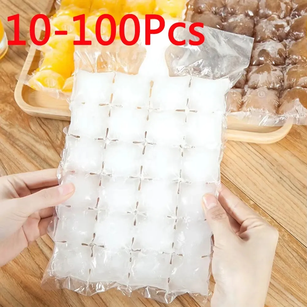 Sachets à glaçons jetables, lot de 10 à 100 pièces, moule à glace auto-scellant en treillis, sachet comestible pour bac à glaçons