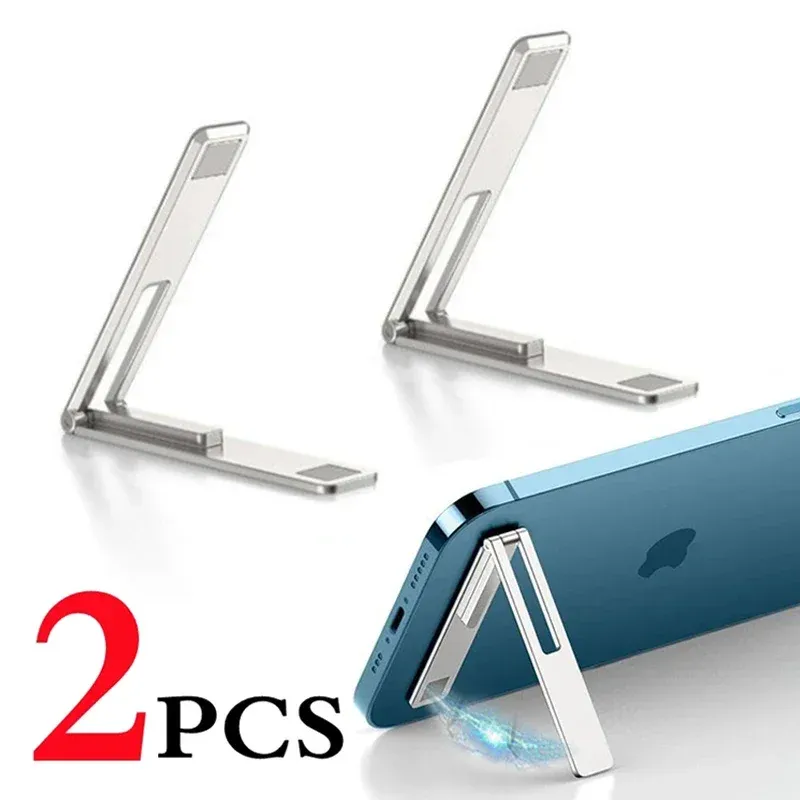 Support de bureau universel pour téléphone portable, pliable, ultra fin et magnétique, en alliage métallique 1