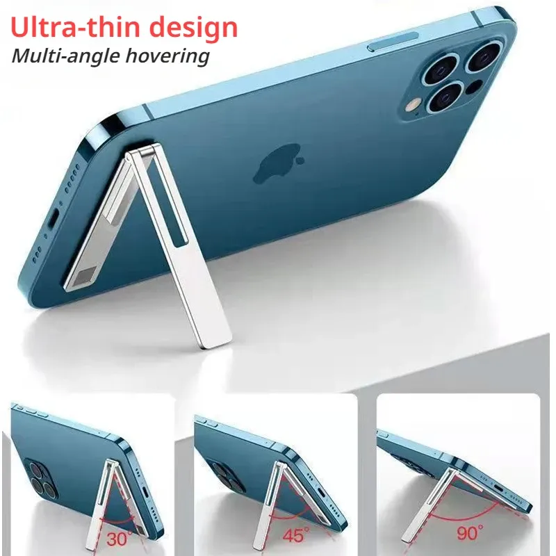 Support de bureau universel pour téléphone portable, pliable, ultra fin et magnétique, en alliage métallique 3