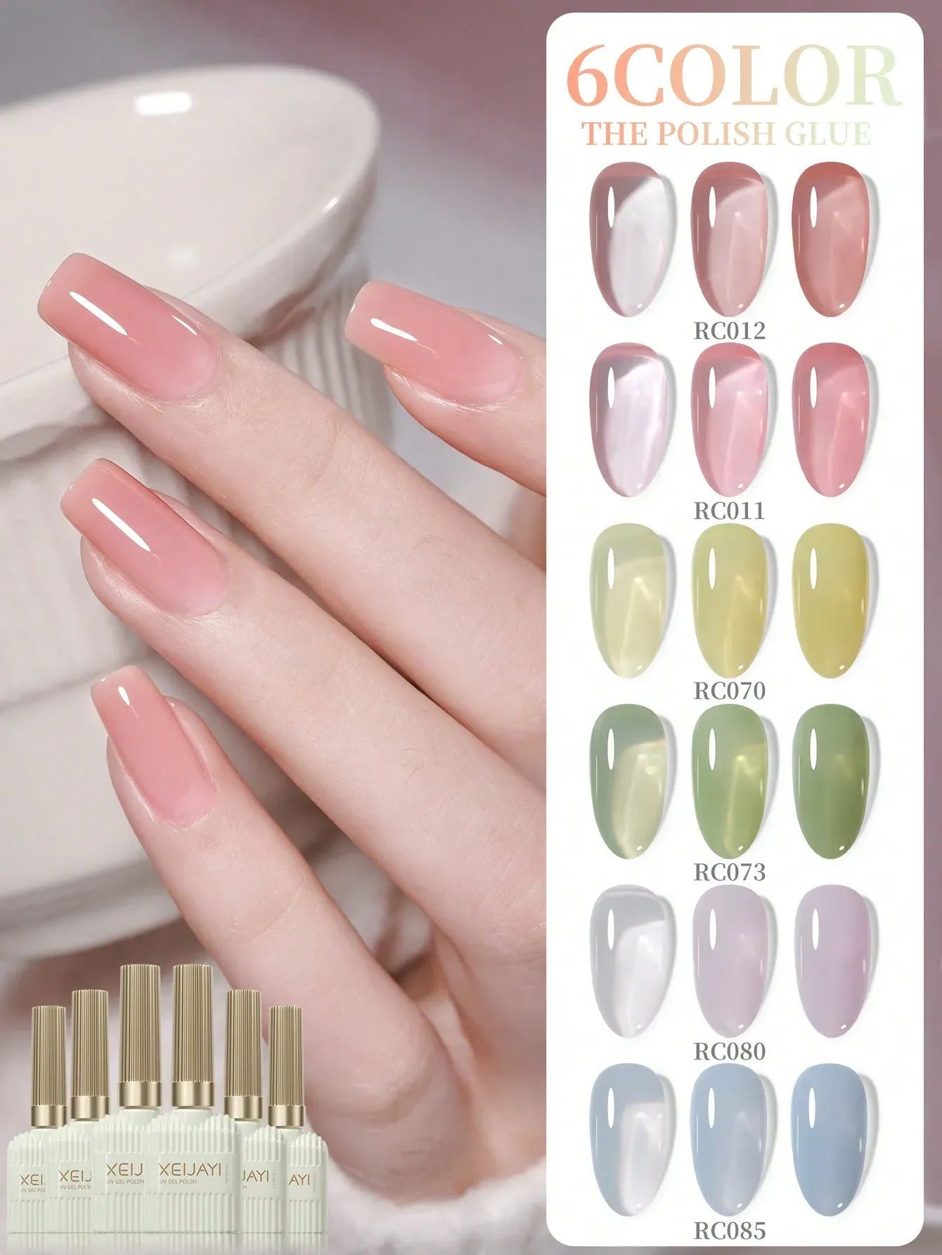 Kit de vernis gel UV/LED à tremper 6 couleurs d'été, 15 ml, pour salon et usage domestique 2