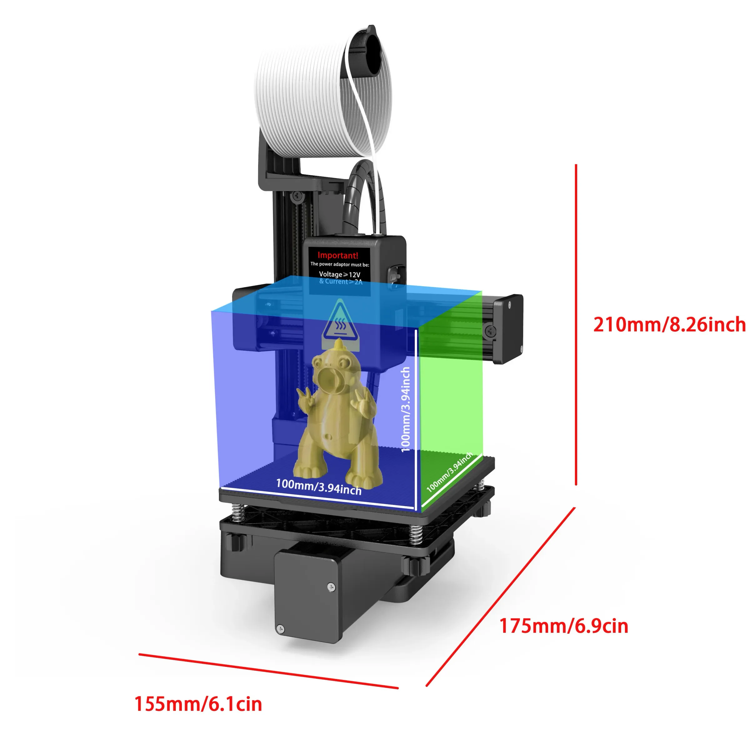 Imprimante 3D EasyThreed, entrée de gamme, compatible PLA, TPU et filament 1,75 mm, alimentation secteur incluse 2