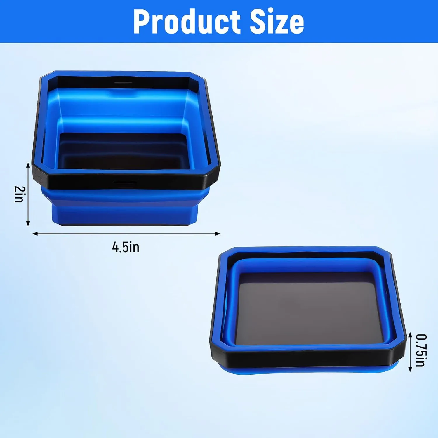 Bac de rangement magnétique carré en silicone pliable, 4,5 pouces, pour vis, écrous, rondelles et petites pièces 5