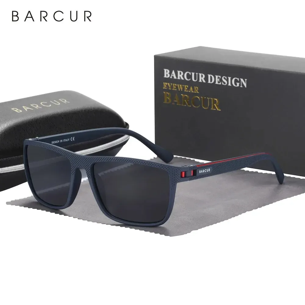 BARCUR Lunettes de soleil polarisées design en TR90 pour homme et femme, accessoires de sport légers, protection UVAB