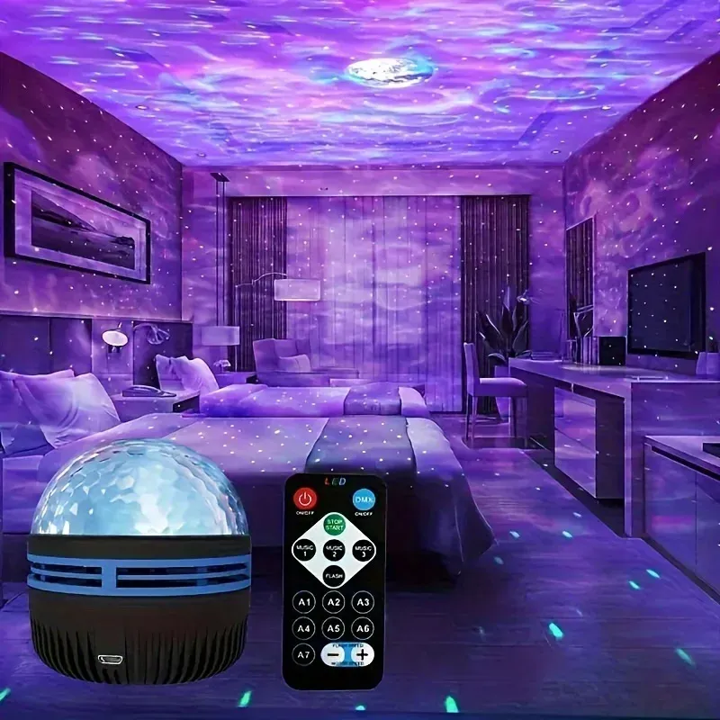 Projecteur LED ciel étoilé et aurore boréale avec télécommande et rotation automatique, décoration pour la maison et les fêtes