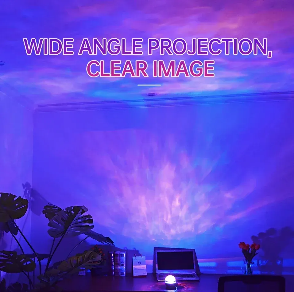 Projecteur LED ciel étoilé et aurore boréale avec télécommande et rotation automatique, décoration pour la maison et les fêtes 10