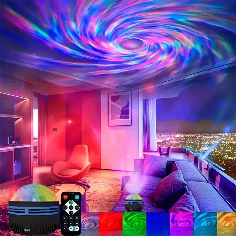 Projecteur LED ciel étoilé et aurore boréale avec télécommande et rotation automatique, décoration pour la maison et les fêtes 12