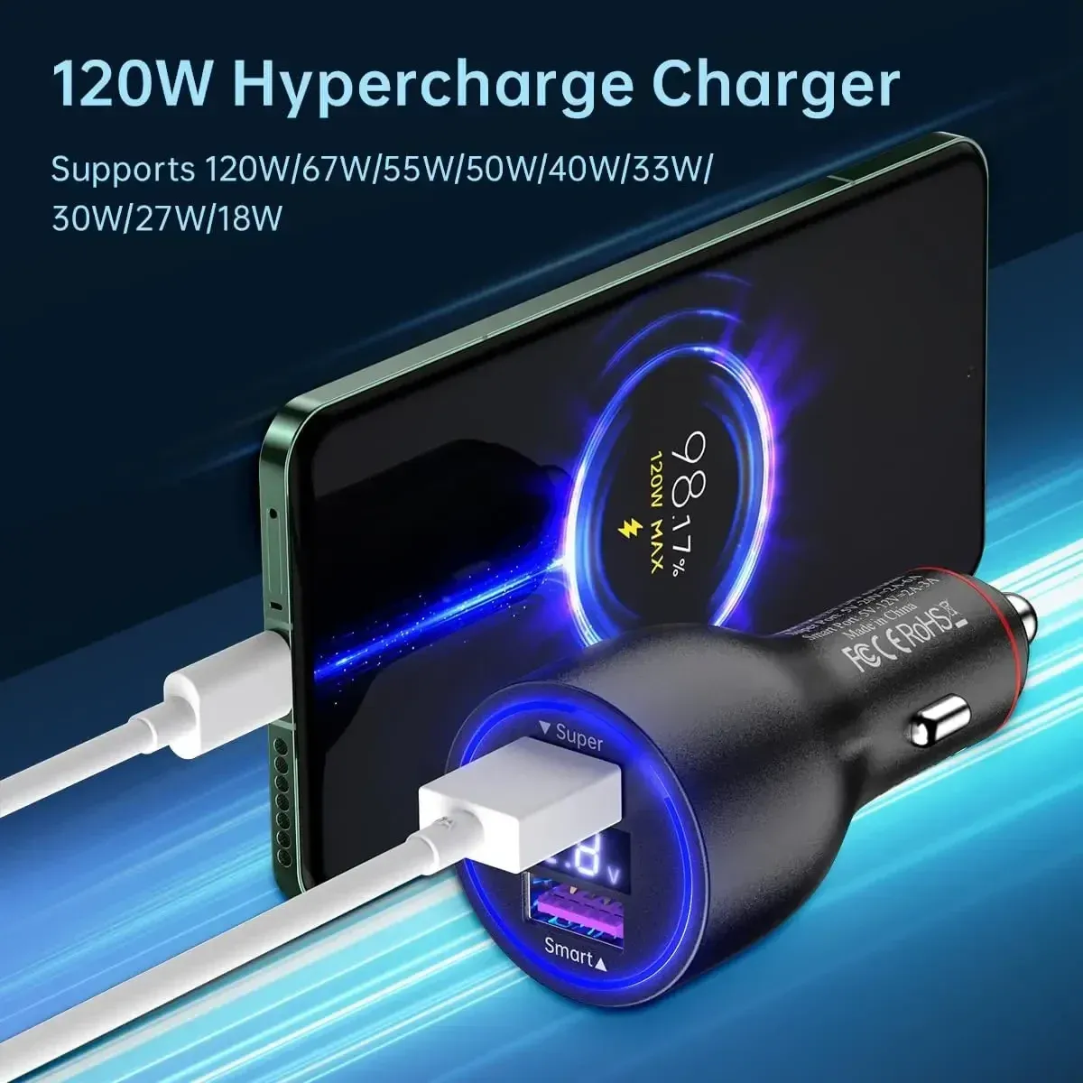 Chargeur USB pour voiture Xiaomi 120W 20V 6A Turbo Charge 67W 90W pour téléphone Mi 15, 13T, 14 Ultra, Poco X7, F8, Redmi Note 12T 2