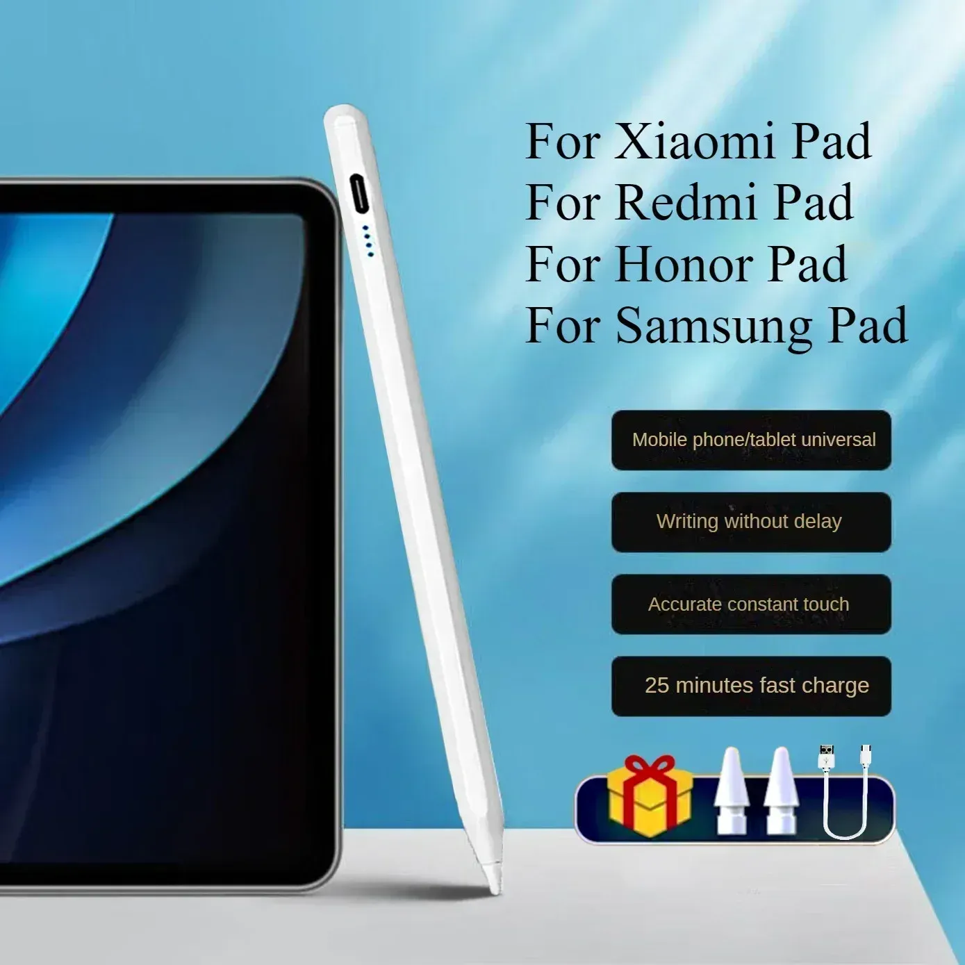 Stylet pour Xiaomi Pad 6, Samsung Pad, Honor et Redmi Pad, sans inclinaison, rejet de paume, compatible avec tous les téléphones et tablettes Android 12