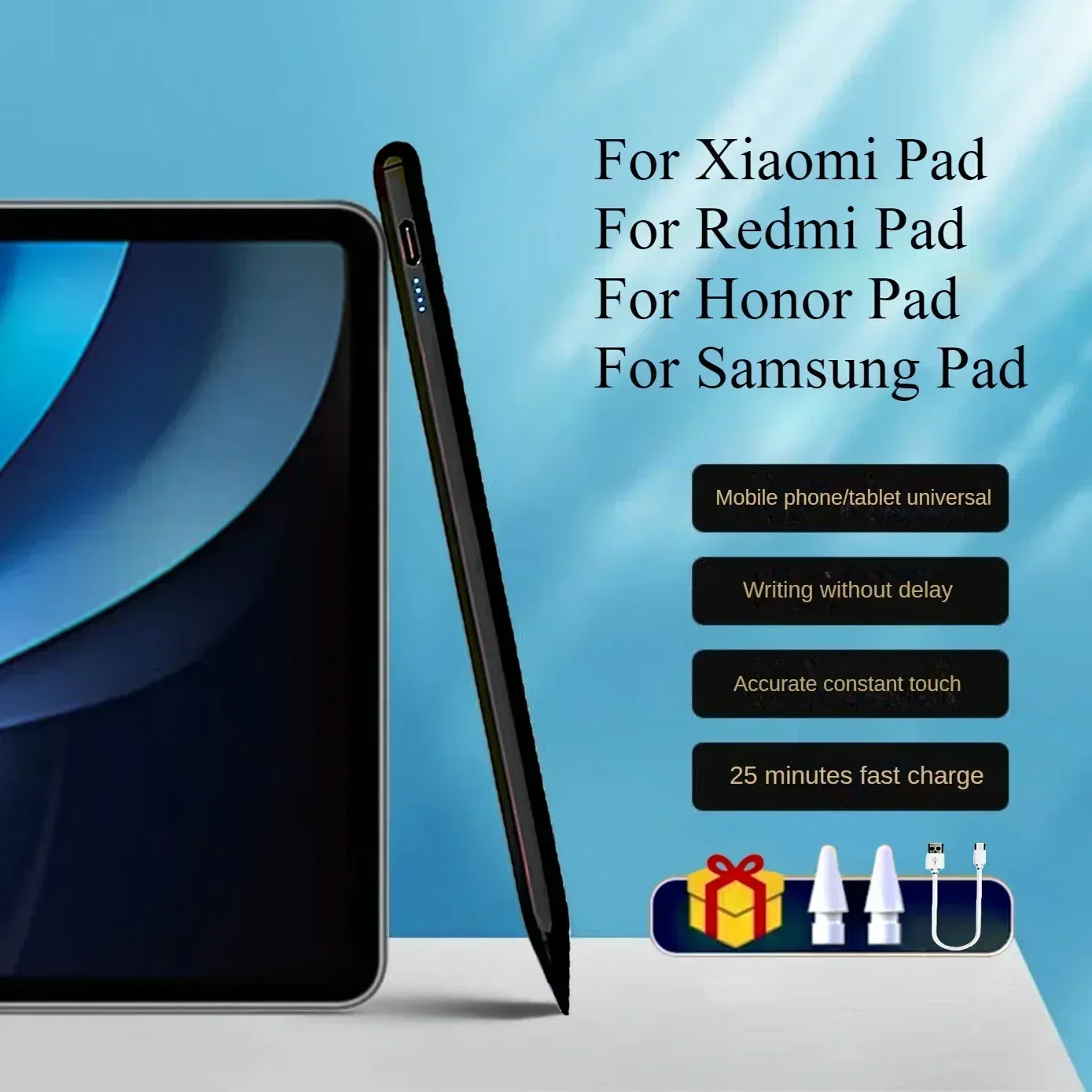 Stylet pour Xiaomi Pad 6, Samsung Pad, Honor et Redmi Pad, sans inclinaison, rejet de paume, compatible avec tous les téléphones et tablettes Android 11