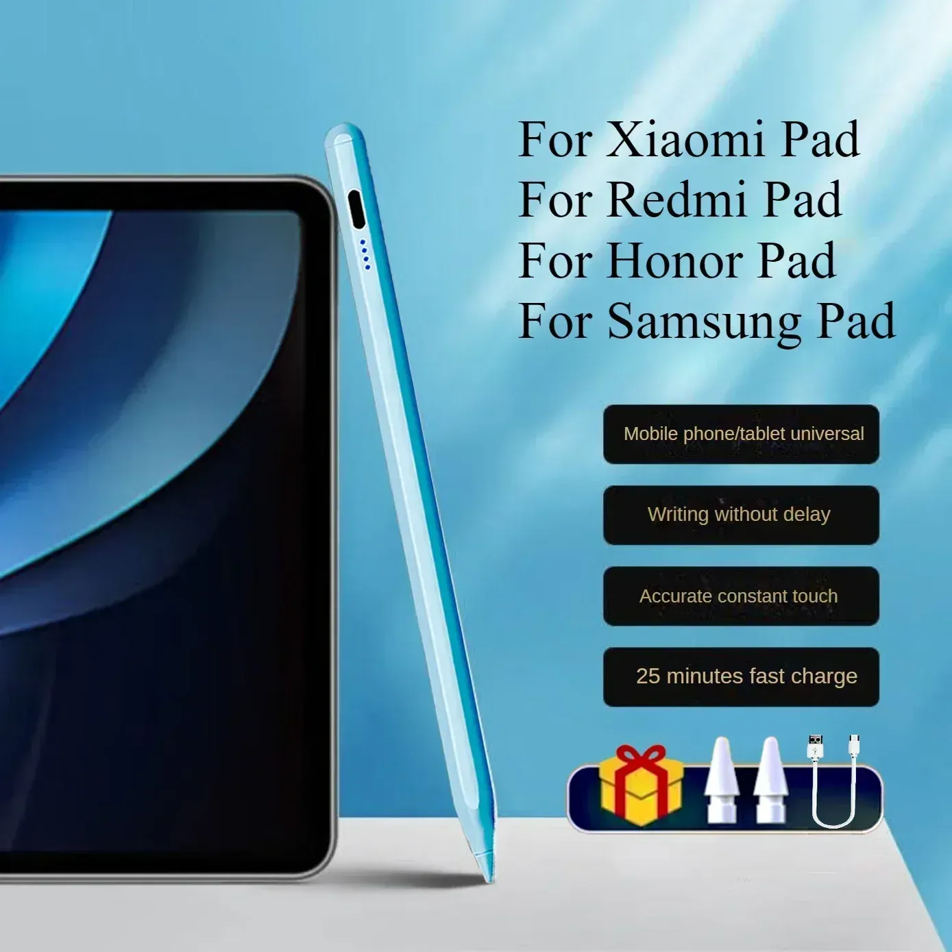 Stylet pour Xiaomi Pad 6, Samsung Pad, Honor et Redmi Pad, sans inclinaison, rejet de paume, compatible avec tous les téléphones et tablettes Android 10