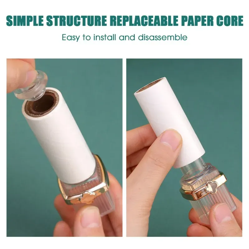 Mini rouleau anti-peluches jetable à déchirer, portable, idéal pour le voyage, avec feuilles adhésives et outil de nettoyage anti-poussière 6