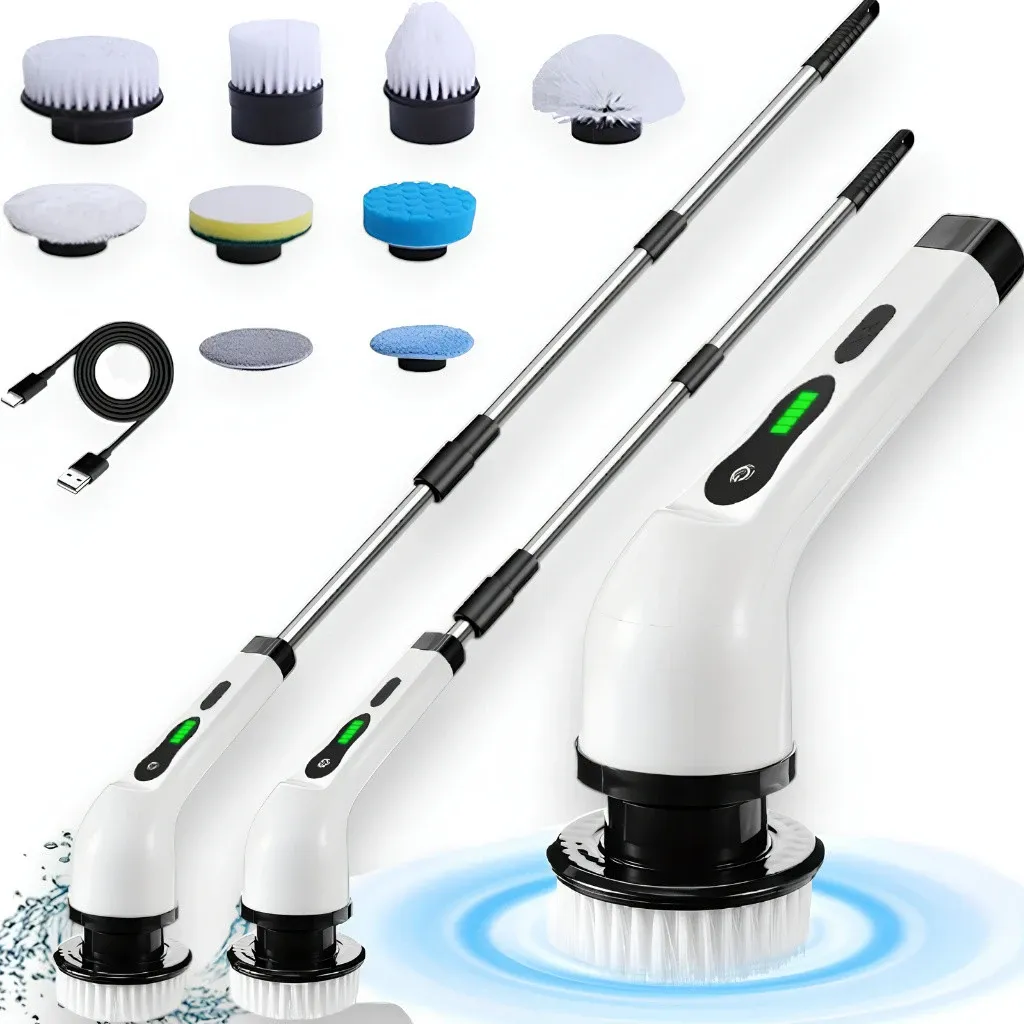Brosse de nettoyage électrique multifonction sans fil 9 en 1 pour cuisine, salle de bain et toilettes - Image 1