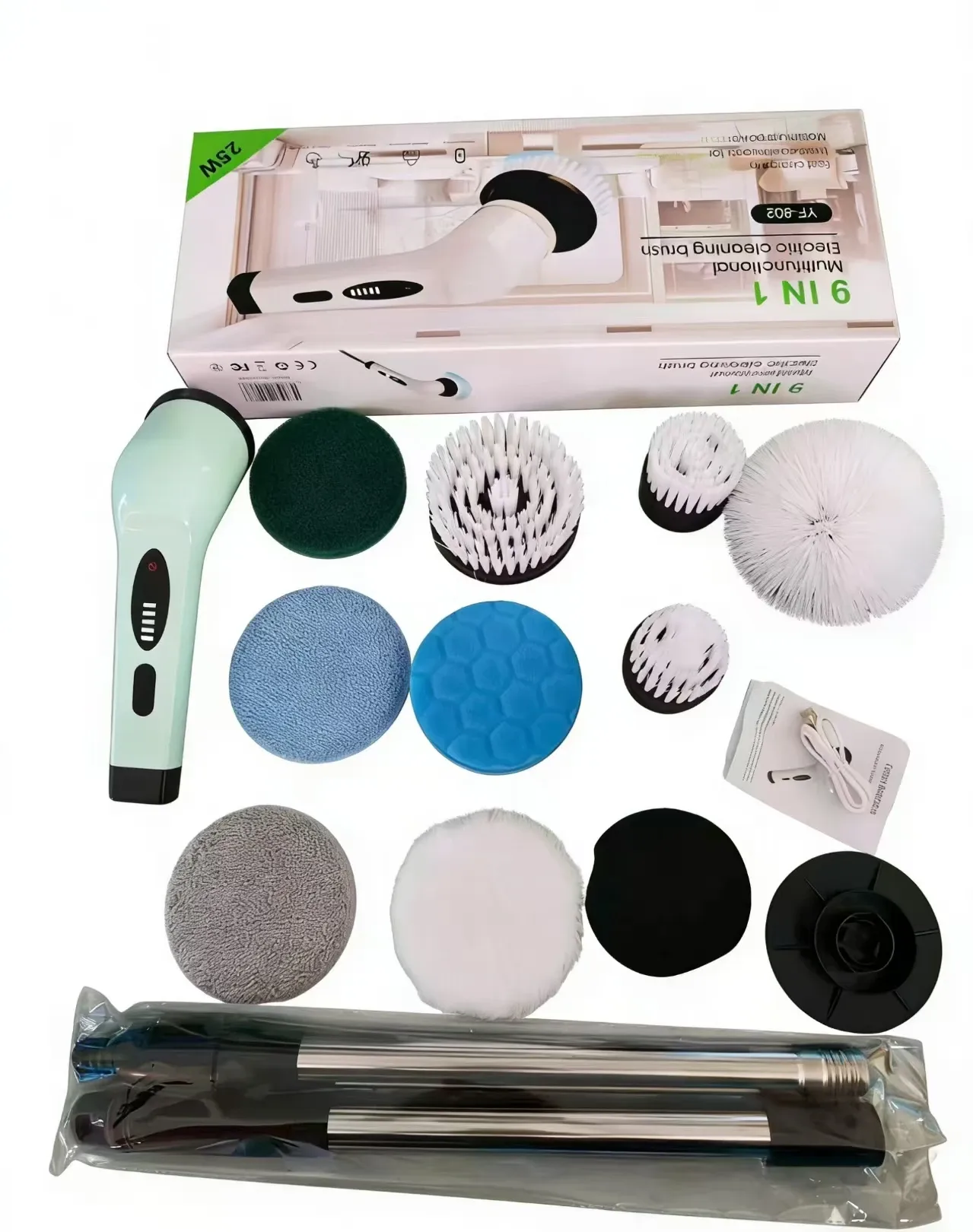 Brosse de nettoyage électrique multifonction sans fil 9 en 1 pour cuisine, salle de bain et toilettes 8