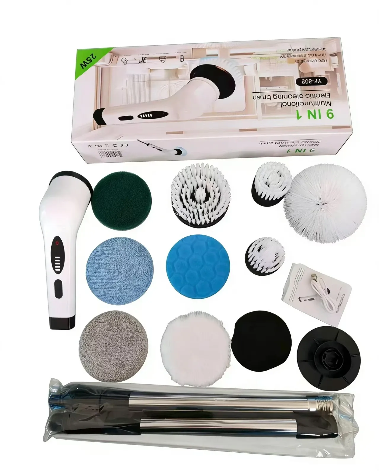 Brosse de nettoyage électrique multifonction sans fil 9 en 1 pour cuisine, salle de bain et toilettes 7