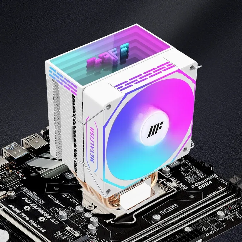 METALFISH ZH1400 Refroidisseur de processeur 4 caloducs, ventilateur PWM 4 broches silencieux ARGB, compatible Intel 1700/1200/115X/1366/2011 et AMD AM5/AM4/AM3, X99/X79 6