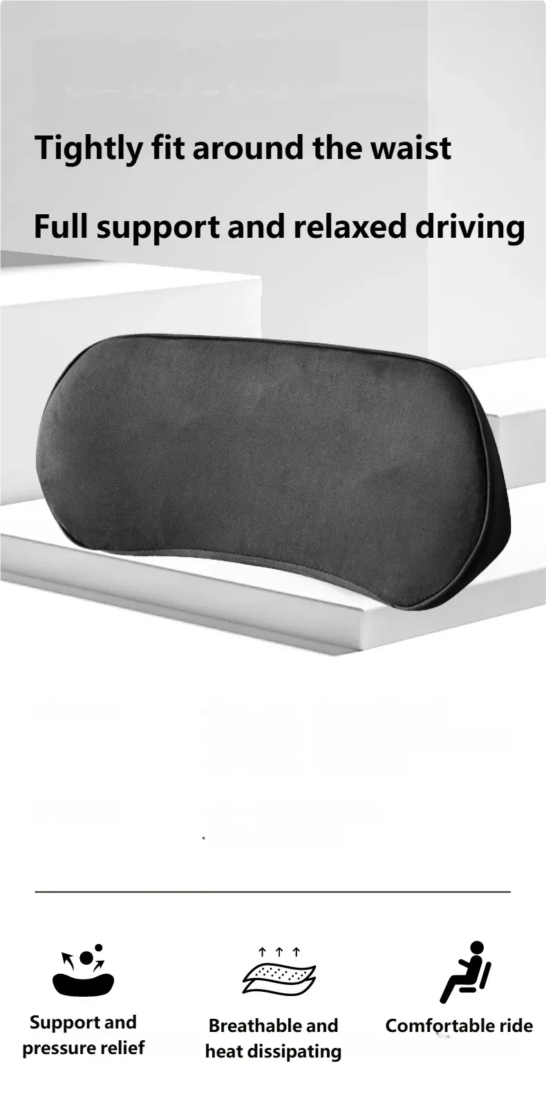 Coussin lombaire installé sur un siège de voiture