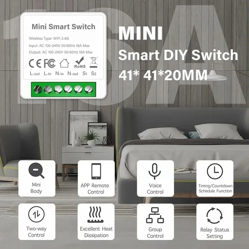 Module interrupteur intelligent WiFi/Zigbee 3.0 mini disjoncteur DIY avec minuteur à distance pour contrôle de l'éclairage, compatible Tuya Smart Life, Alexa et Google 2