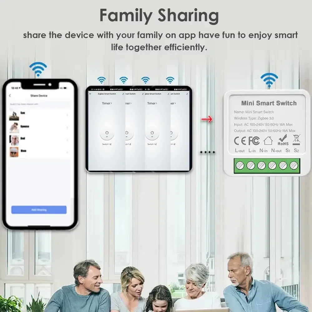 Module interrupteur intelligent WiFi/Zigbee 3.0 mini disjoncteur DIY avec minuteur à distance pour contrôle de l'éclairage, compatible Tuya Smart Life, Alexa et Google 3