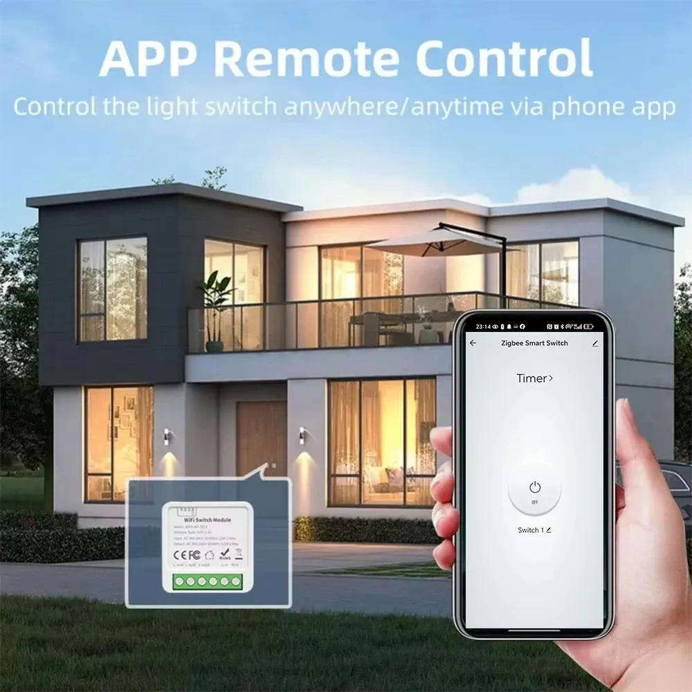 Module interrupteur intelligent WiFi/Zigbee 3.0 mini disjoncteur DIY avec minuteur à distance pour contrôle de l'éclairage, compatible Tuya Smart Life, Alexa et Google 4