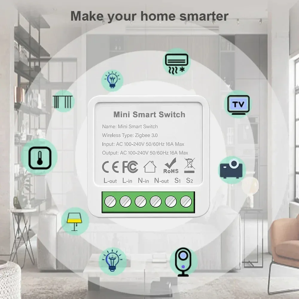 Module interrupteur intelligent WiFi/Zigbee 3.0 mini disjoncteur DIY avec minuteur à distance pour contrôle de l'éclairage, compatible Tuya Smart Life, Alexa et Google 5